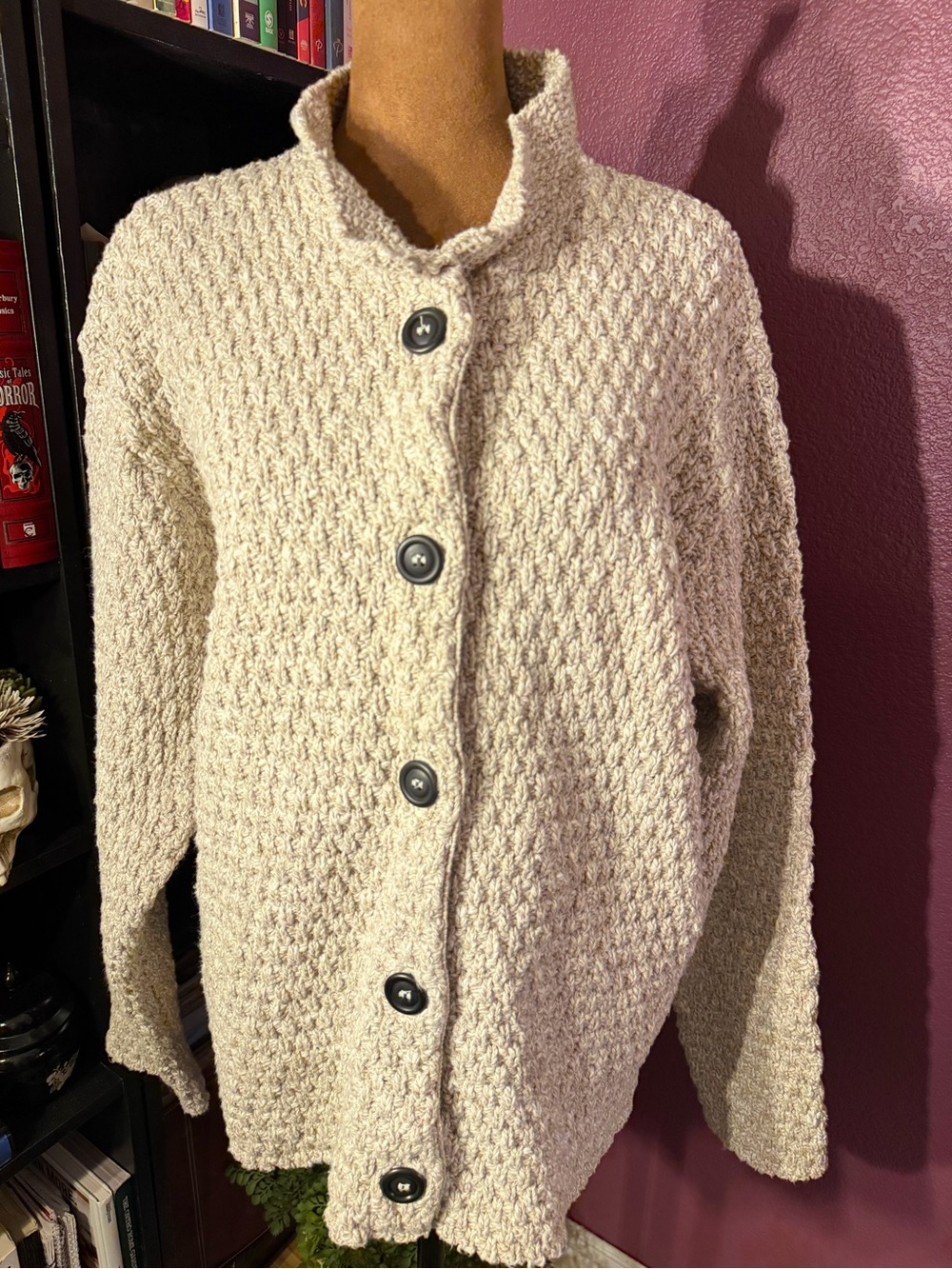 Vintage Cozy Chunky Knit Button-Front Sweater - made in the USA